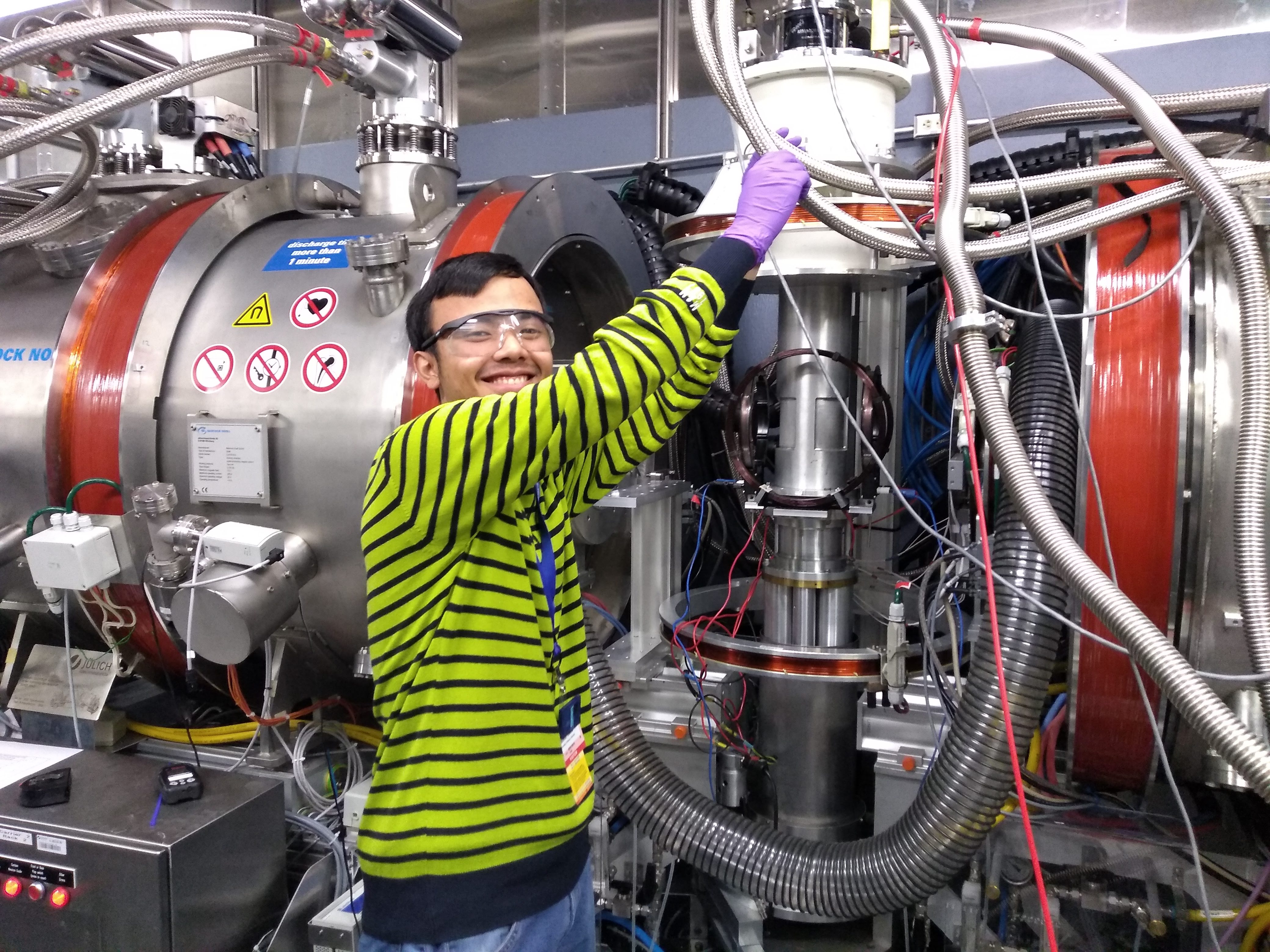 George Yumnam at a neutron scattering beamline